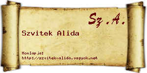 Szvitek Alida névjegykártya